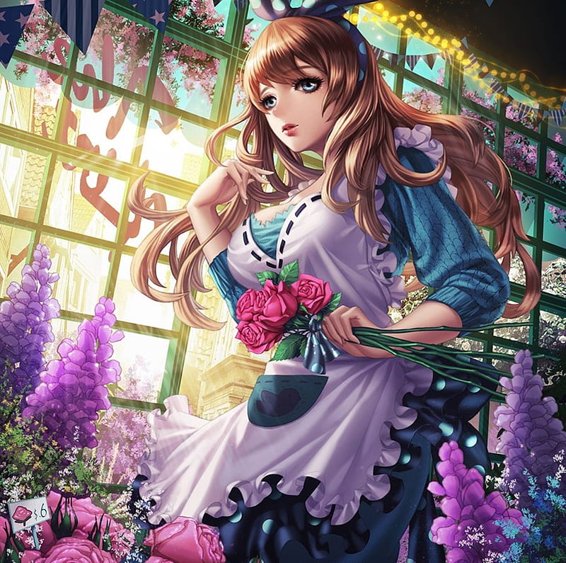 Anime Girl Mask Flower Digital Art 4K Wallpaper iPhone HD Phone 9450f