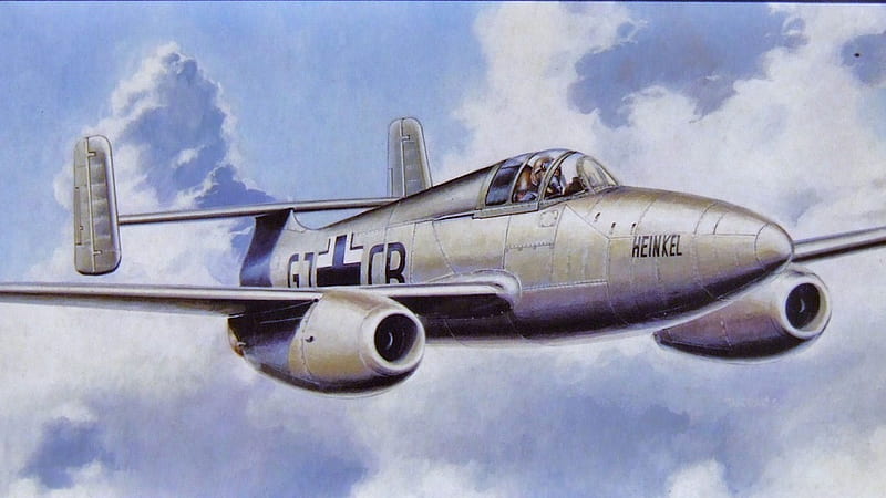 Heinkel He 280, art, german, 280, ww2, heinkel, luftwaffe, wwii, drawing, painting, he280, jet, he, HD wallpaper