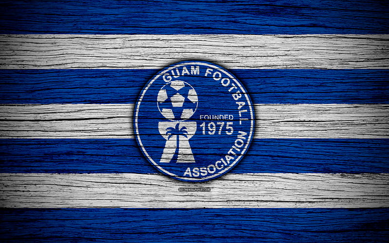 Guam national football team logo, AFC, football, wooden texture, soccer, Guam, Asia, Asian national football teams, Guam Football Federation, HD wallpaper