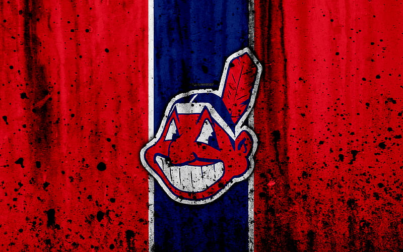 Cleveland Indians, grunge, baseball club, MLB, America, USA, Major League Baseball, stone texture, baseball, HD wallpaper