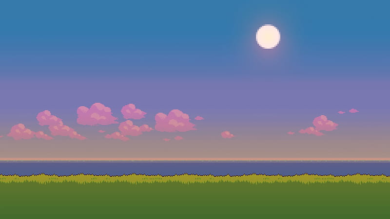Artistic, Pixel Art, Landscape , Ocean , Sunset, HD wallpaper