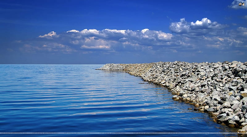 SEA SIDE, water, cloud, sea, stony way, HD wallpaper