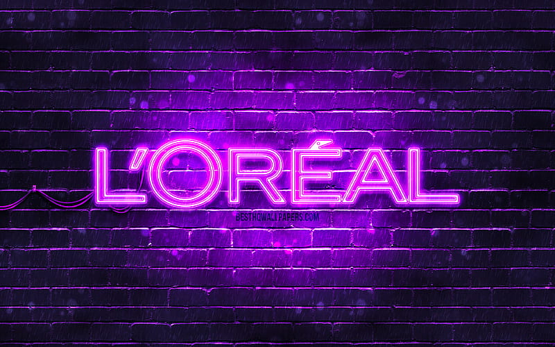 Loreal violet logo, , violet brickwall, Loreal logo, brands, Loreal ...