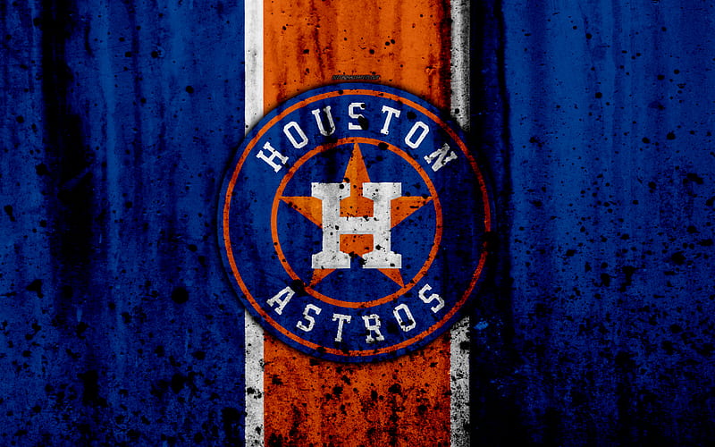 Houston Astros, grunge, baseball club, MLB, America, USA, Major League Baseball, stone texture, baseball, HD wallpaper