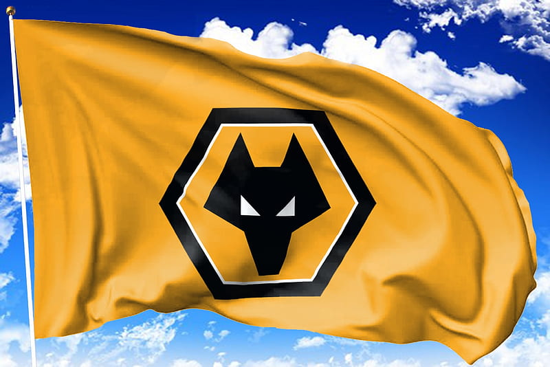 Wolves FC Flag, soccer, flag pole, wolverhampton wanderers, england, fc, flag, gold and black, the wolves, socer, english, football, wwfc, wolves, HD wallpaper