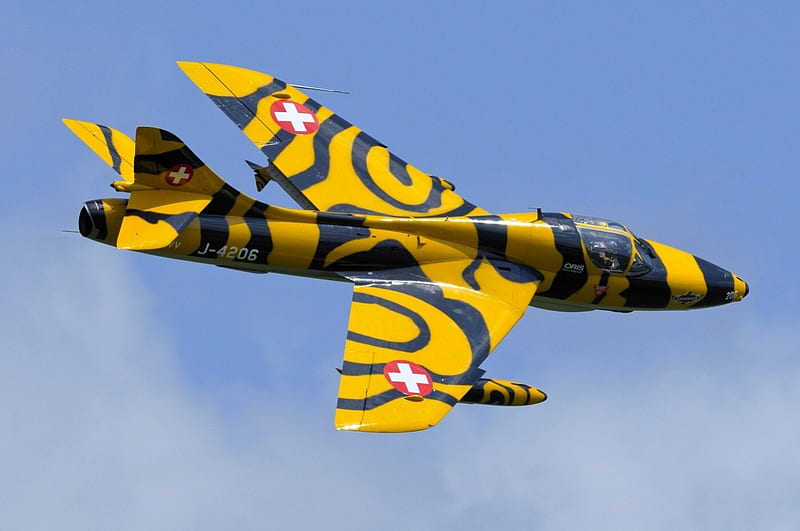 Hawker Hunter T 68 Trainer, t68, swiss air force, hawker hunter, trainer jet, switzerland, HD wallpaper