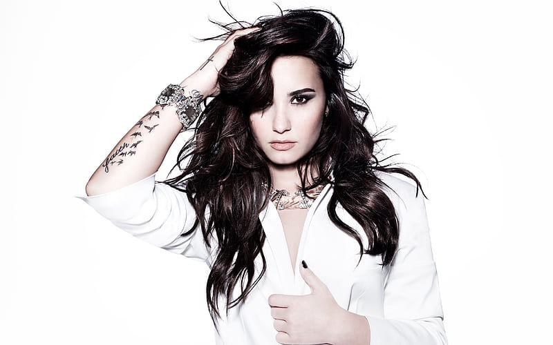 demi lovato, celebrity, singer, tattoo, actress, author, HD wallpaper