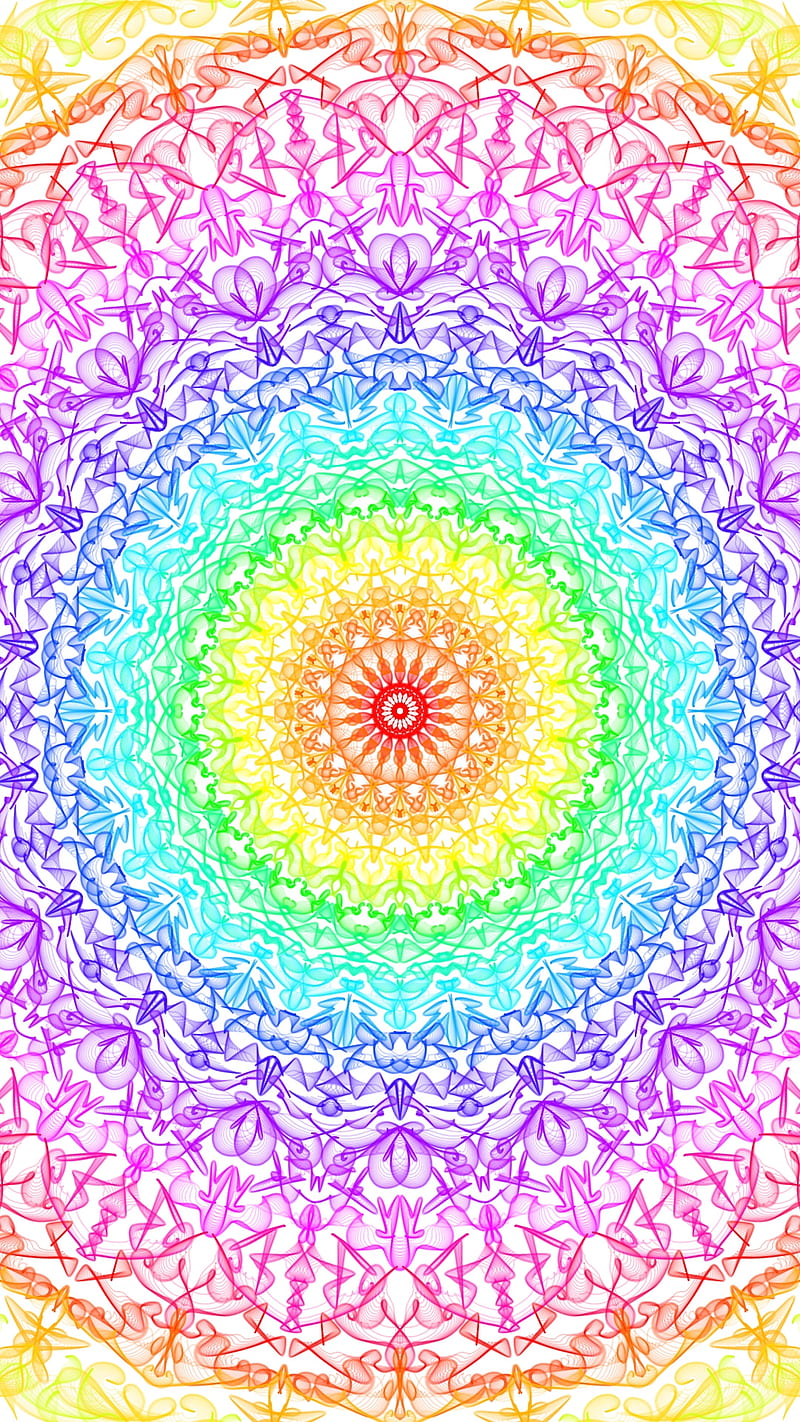 Rainbow Mandala ll, color, colors, desenho, flower, pattern, HD phone wallpaper