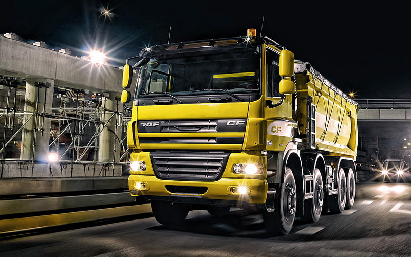 DAF CF, yellow mining truck, new trucks, cargo delivery concepts, DAF, HD wallpaper