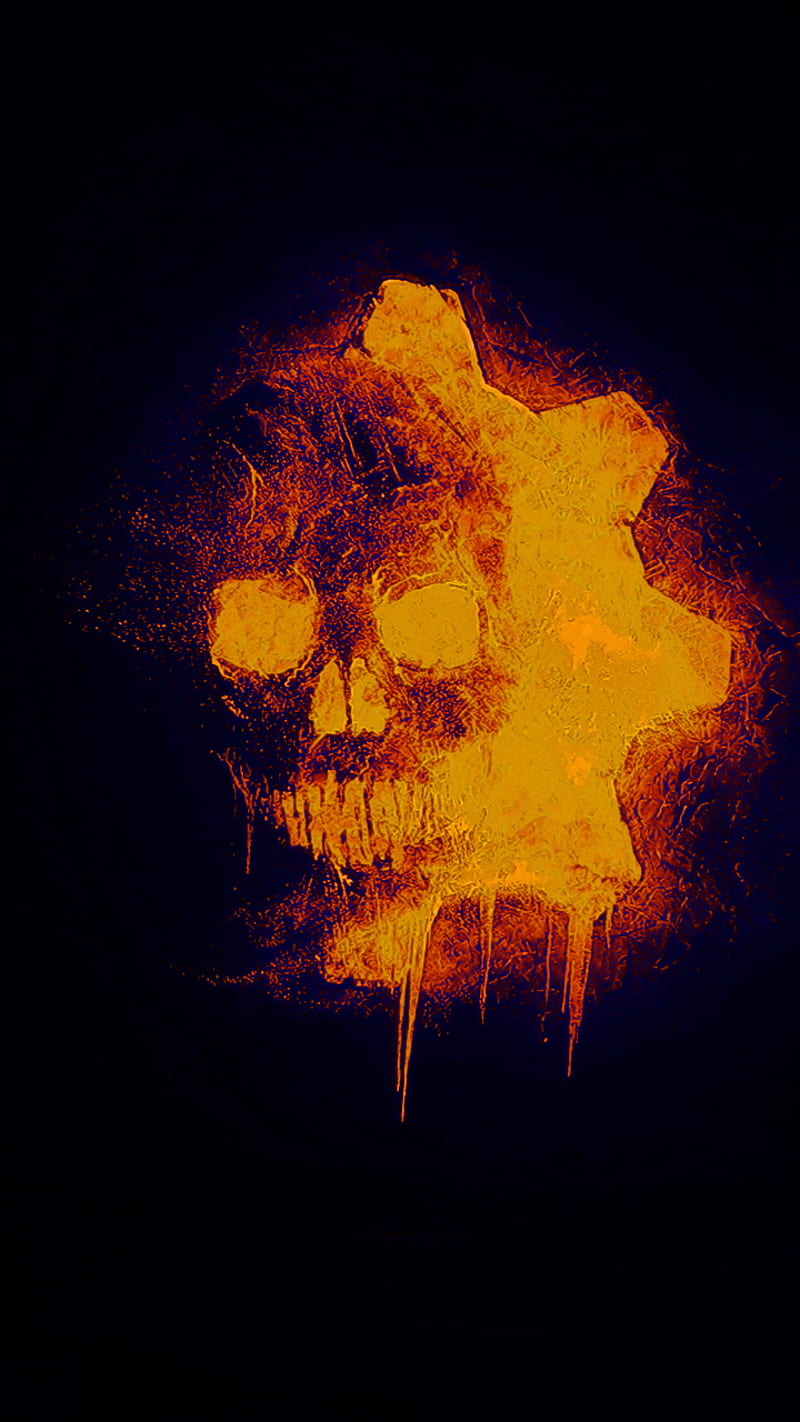 Gears of war, games, gear, orange, skull, videogames, HD phone wallpaper