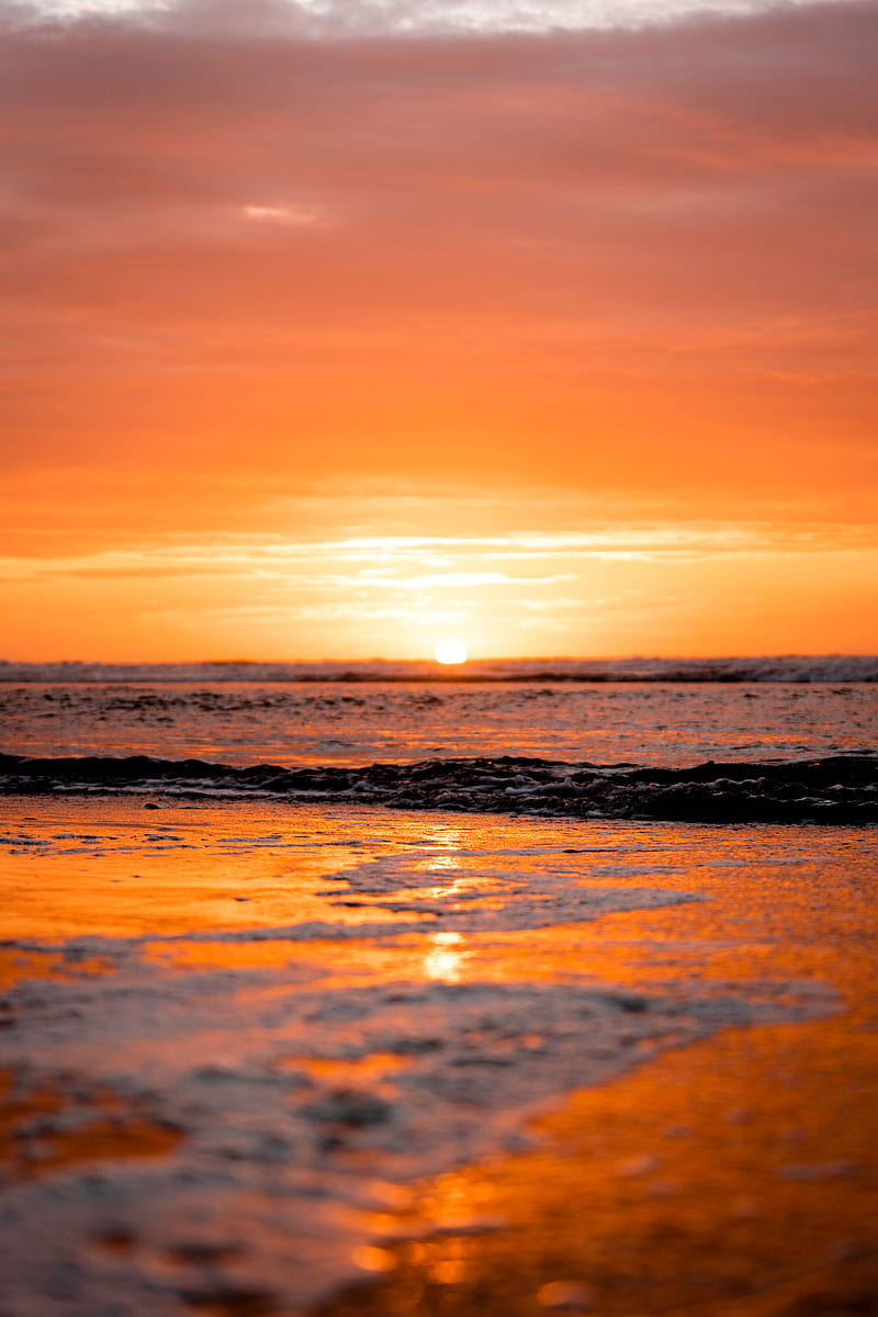 Ocean, water, horizon, beach, sunset, sun, HD phone wallpaper | Peakpx