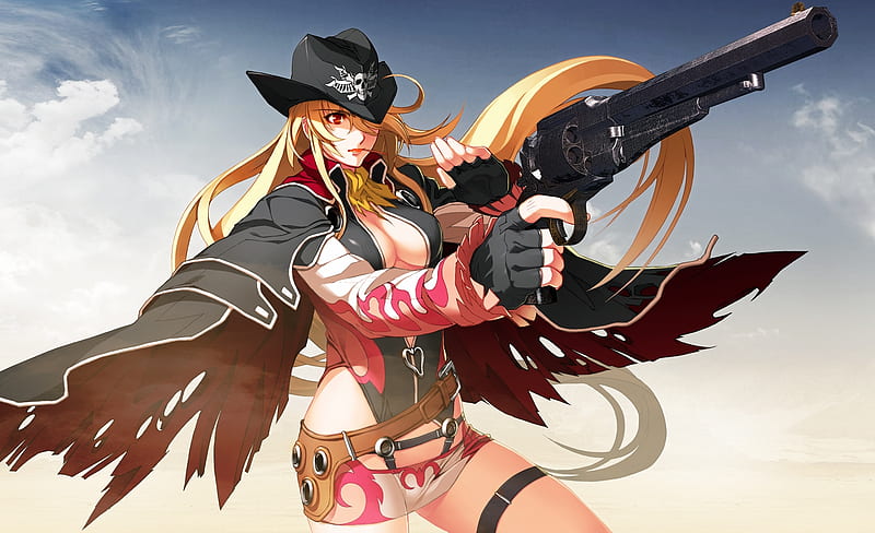 Donne Anonime, cowgirl, girl, cg, game, blonde, weapon, long hair, sexy, HD wallpaper
