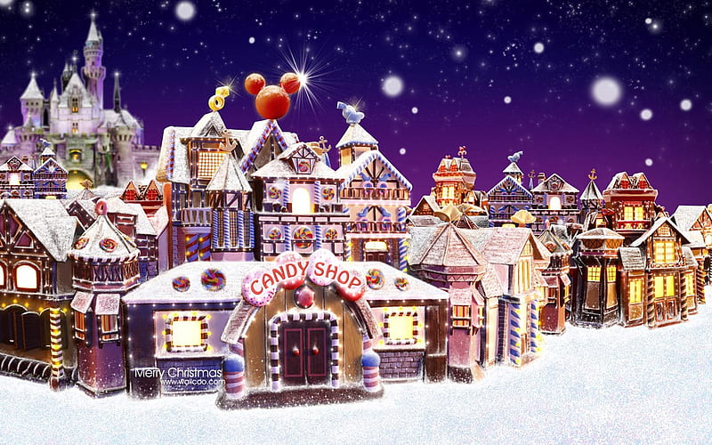 Gingerbread villages - Hong Kong Disneyland Christmas town, HD wallpaper