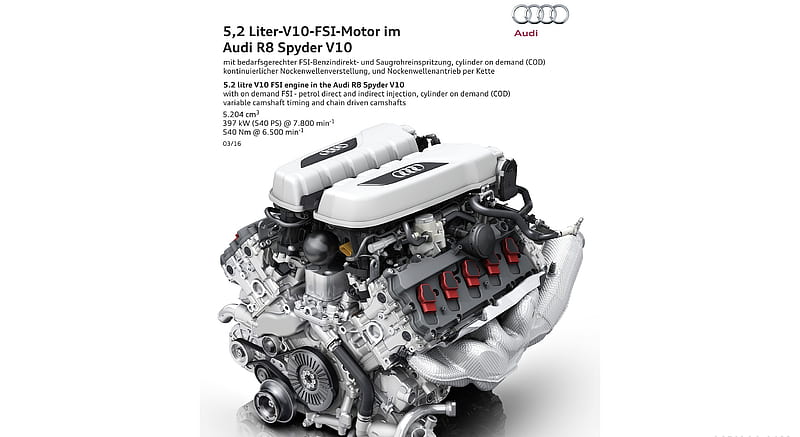 2017 Audi R8 V10 Spyder - 5.2L V10 FSI Engine , car, HD wallpaper