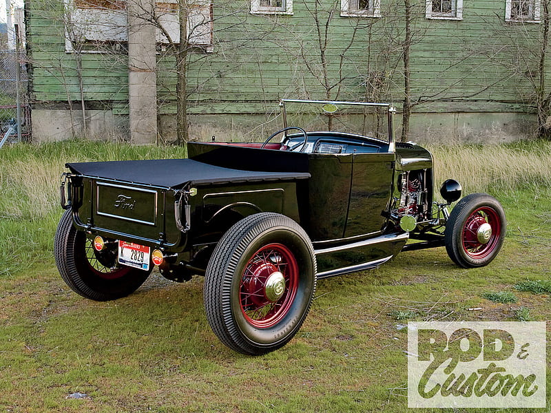 Fifty Years On, Paul Bos Rekindles His First Love, black, custom, ford, red wire wheels, HD wallpaper