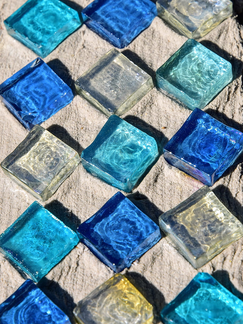 Mosaic, glass, sand, texture, blue, HD phone wallpaper | Peakpx