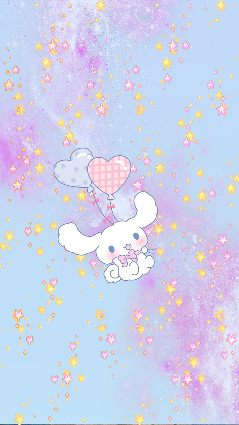 Cinnamoroll , aesthetic, baby blue, balloons, bunny, cute, galaxy, pink, sanrio, stars, HD phone wallpaper