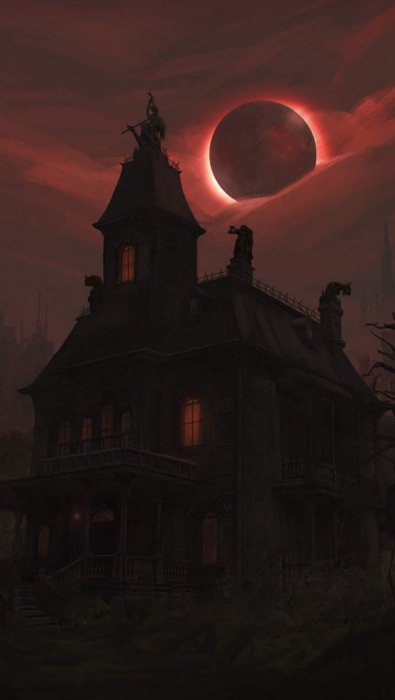 Haunted House , fun, halloween, moon, scary, HD phone wallpaper