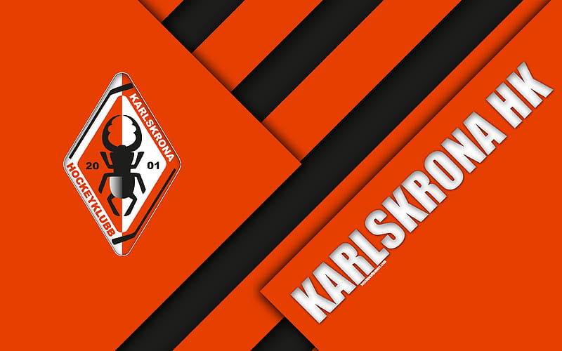 Karlskrona HK, orange-black abstraction Sweden, SHL, logo, material design, Swedish hockey club, Karlskrona, Swedish hockey league, HD wallpaper