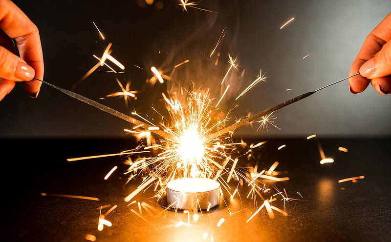 Gold Sparklers Fireworks Ultra, Holidays, New Year, Magic, Fireworks, Party, Hands, Fire, Flame, December, Candle, Celebration, Heat, Sparkler, newyear, sparklers, 2020, sparking, HD wallpaper