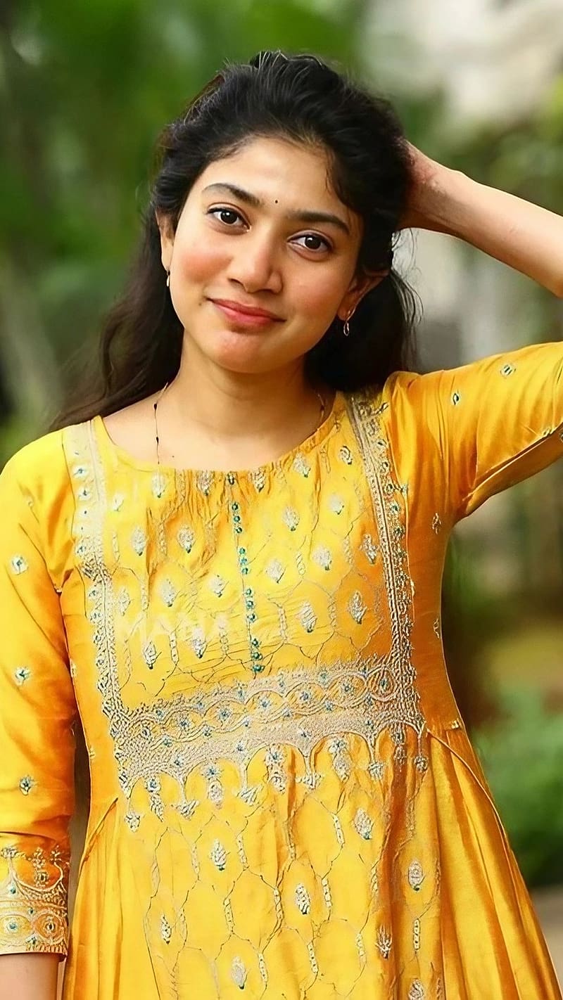 Sai Pallavi , Yellow Dress, indian actress, traditional look, HD phone wallpaper
