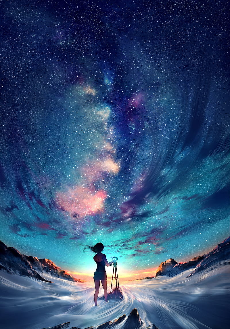 Galaxy, girl, space, stars, HD phone wallpaper
