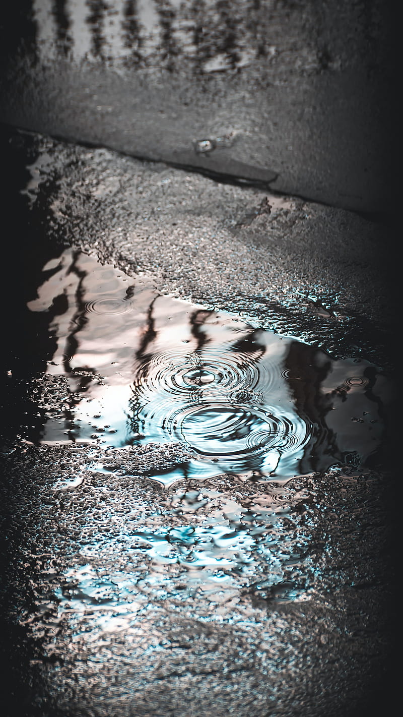 puddle, water, drops, rain, HD phone wallpaper