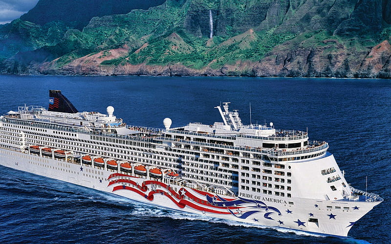 Pride of America, cruise ship, Coast, Pacific Ocean, luxury ship, Norwegian Cruise Line, Hawaii, USA, HD wallpaper