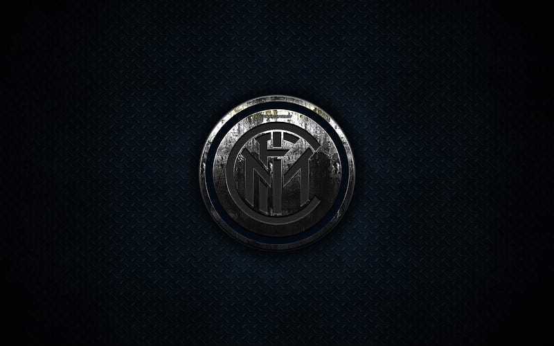 Inter Milan FC, metal logo, creative art, Internazionale FC, Italian football club, blue metal background, grunge, Serie A, Italy, HD wallpaper