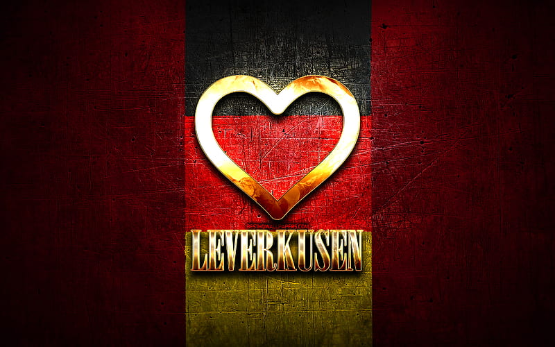 I Love Leverkusen, german cities, golden inscription, Germany, golden heart, Leverkusen with flag, Leverkusen, favorite cities, Love Leverkusen, HD wallpaper