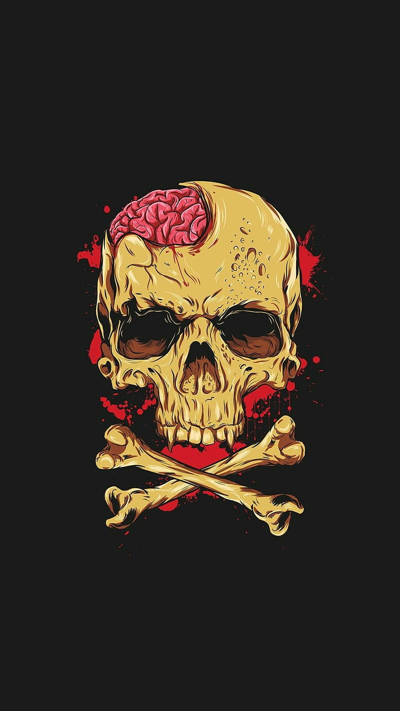Skull, art, brain, HD phone wallpaper