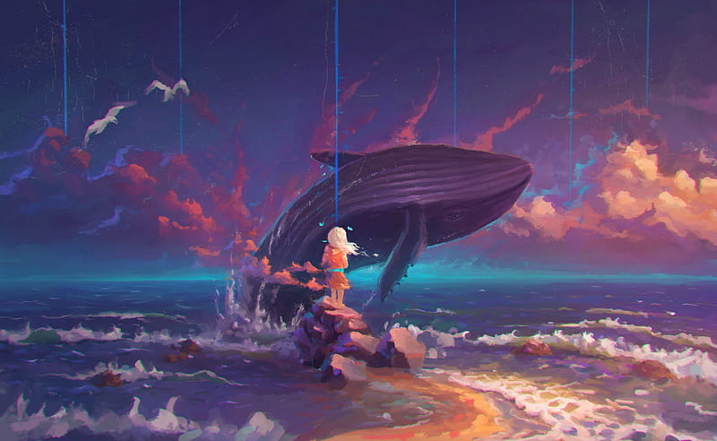 Whale My Friend , whale, artist, artwork, digital-art, HD wallpaper