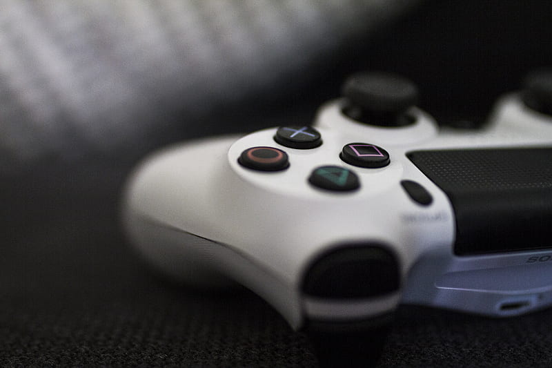 closeup of white Sony PS4 controller, HD wallpaper