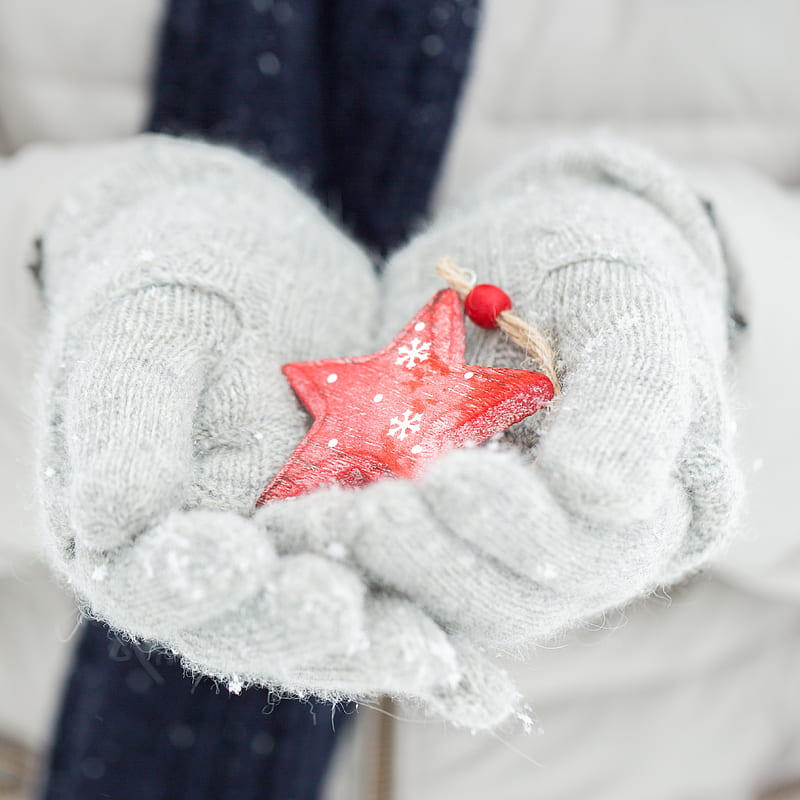 snowflake, hands, gloves, winter, HD phone wallpaper