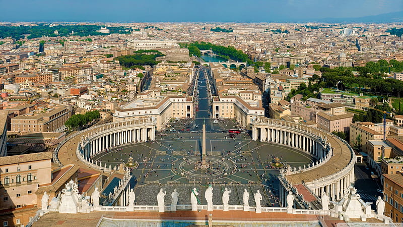 St Peters Square, Rome (Italy), Italia, Vatican, Italy, Rome, St Peters Square, HD wallpaper