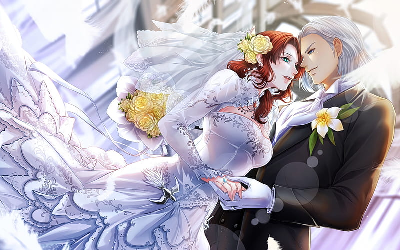 Final Fantasy XIV, Japanese anime, characters, couple, HD wallpaper