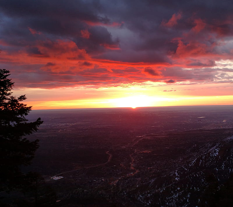 Colorado sunrise, colorado springs, manitou incline, mountains, sunrise, HD wallpaper