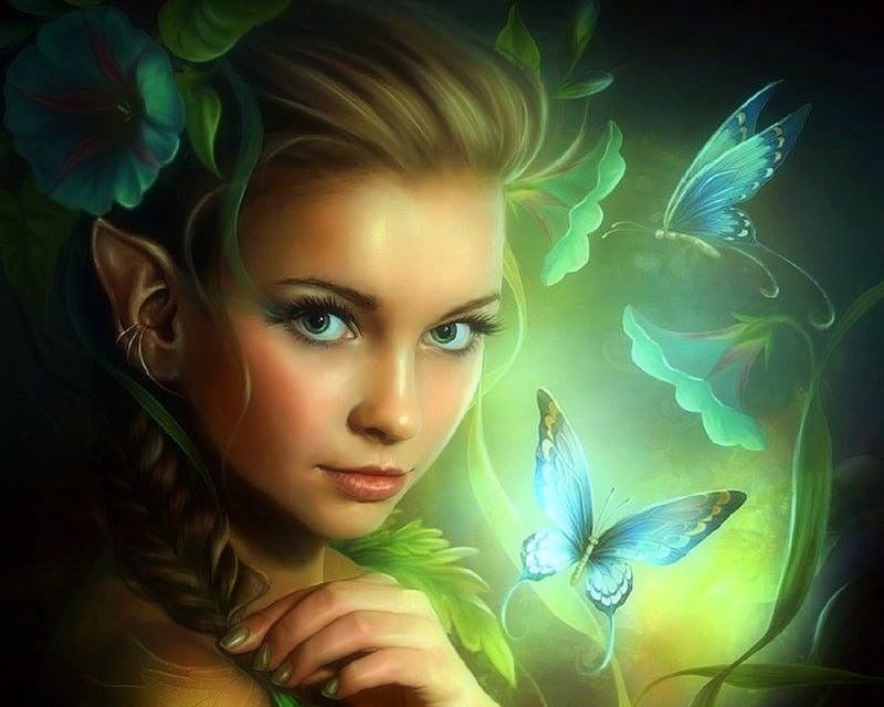 Butterfly Fairy, love four seasons, butterflies, creative pre-made, digital art, woman, fantasy, green, manipulation, emotional, weird things people wear, fairies, butterfly designs, HD wallpaper