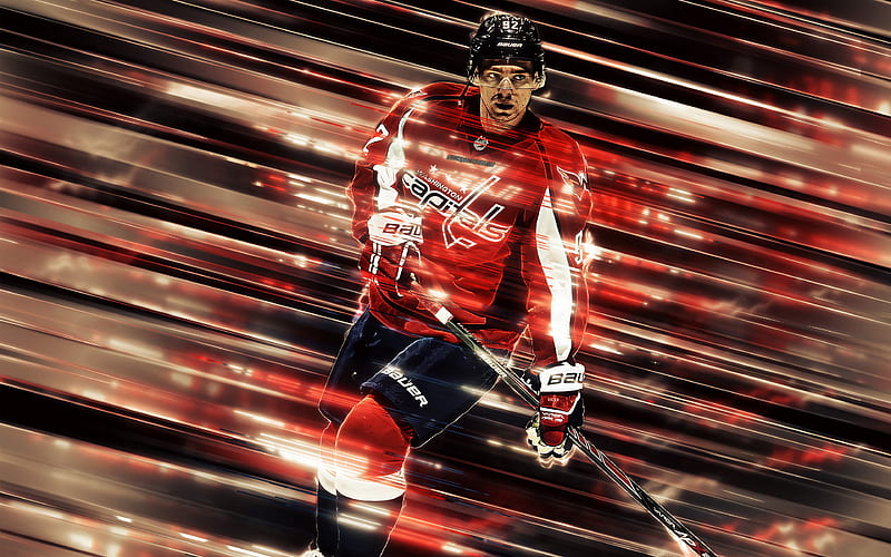 Jakub Vrana Washington Capitals, Czech hockey player, hockey player, NHL, USA, creative art, hockey, red stylish background, National Hockey League, HD wallpaper