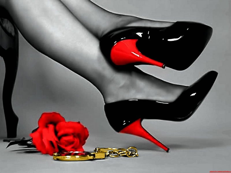  Rojo y negro, rojo, femenino, negro, zapato, tacones, dama, Fondo de pantalla HD