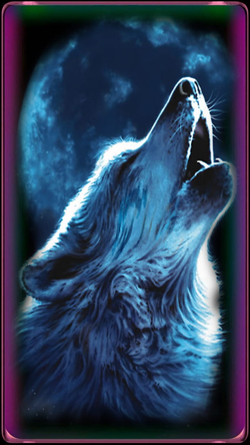 Wolf and moon, animals, animals, desing, , sprigamelvirus, wolves, HD ...