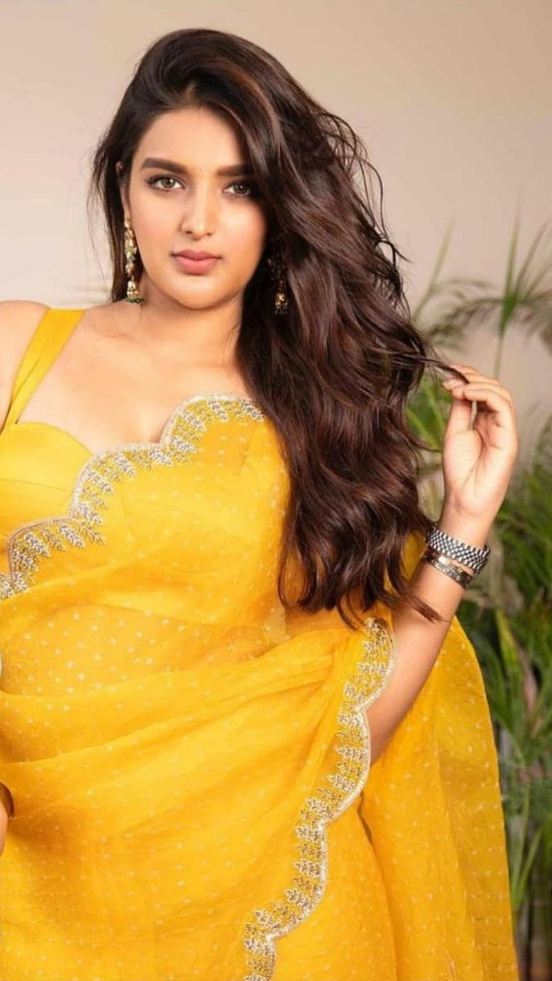 Nidhi agrawal , saree lover, multilingual actress, HD phone wallpaper