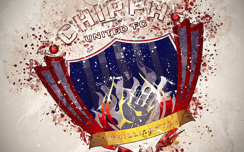 Chippa United FC paint art, logo, creative, South African football team, South African Premier Division, emblem, white background, grunge style, Port Elizabeth, South Africa, football, HD wallpaper