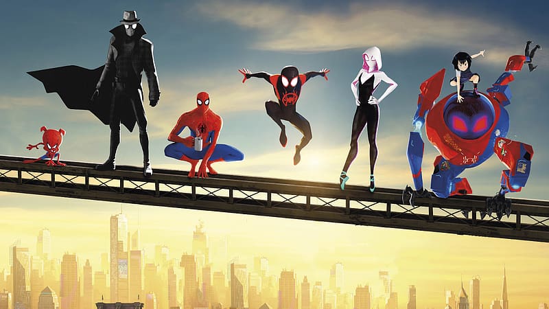 Spider Man, Movie, Miles Morales, Spider Man Noir, Spider Gwen, Spider Ham, Spider Man: Into The Spider Verse, Peni Parker, HD wallpaper