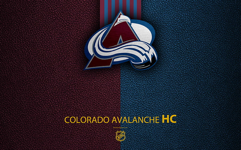 Colorado Avalanche, HC hockey team, NHL, leather texture, logo, emblem, National Hockey League, Denver, Colorado, USA, hockey, Western Conference, Central Division, HD wallpaper