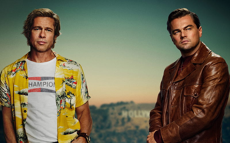 Once Upon a Time in Hollywood poster, promotional materials, Leonardo DiCaprio, Brad Pitt, main characters, HD wallpaper