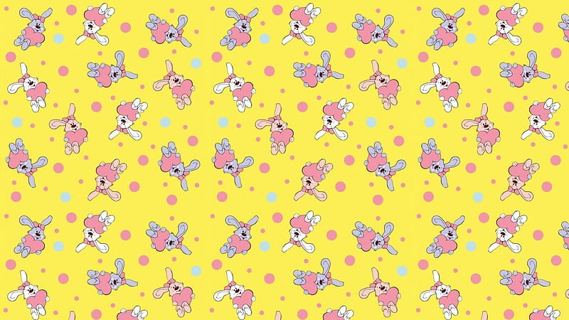 Texture, pattern, rabbit, heart, yellow, paper, valentine, pink, HD wallpaper