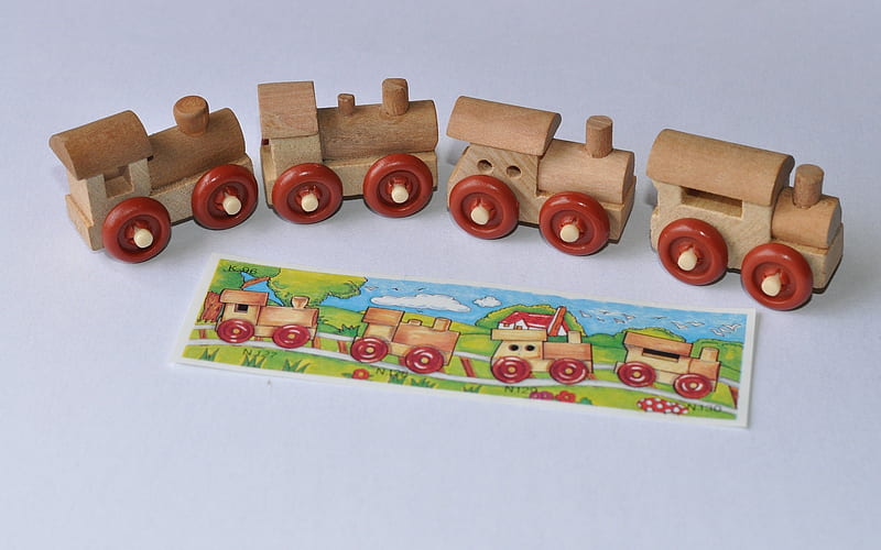 Wooden Locomotives locomotives, toys, wooden, HD wallpaper