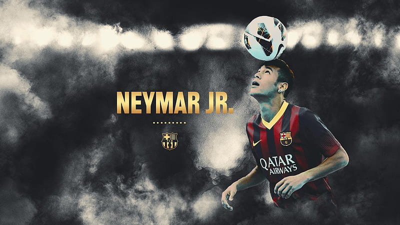 Neymar Is Holding Ball On Head In Black Lights Background Wearing Red Black Dress Neymar, HD wallpaper