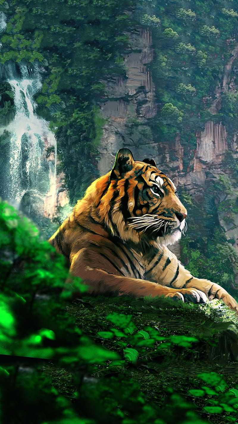 Tiger Art, fall, fall scenes, jungle, scenes, tiger, tigers, wild, HD phone  wallpaper | Peakpx